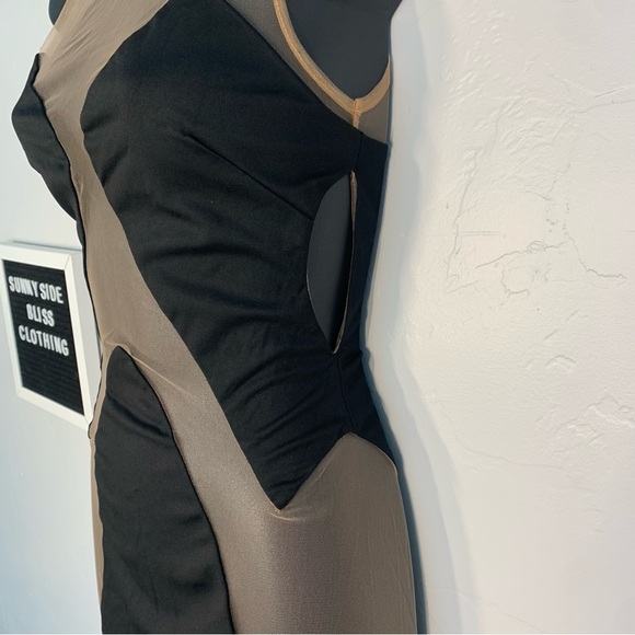 Fashion Nova Black Mesh Bodycon Mini Dress Sheer Panel Stretch Size Small - Picture 5 of 10